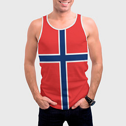 Майка-безрукавка мужская Флаг Норвегии, цвет: 3D-белый — фото 2