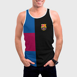 Майка-безрукавка мужская Barcelona FC: Black style, цвет: 3D-белый — фото 2