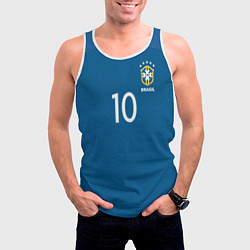 Майка-безрукавка мужская Сборная Бразилии: Неймар ЧМ-2018, цвет: 3D-белый — фото 2