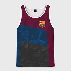 Майка-безрукавка мужская FC Barcelona: Dark polygons, цвет: 3D-белый