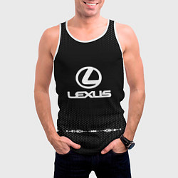 Майка-безрукавка мужская Lexus: Black Abstract, цвет: 3D-белый — фото 2