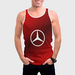 Майка-безрукавка мужская Mercedes: Red Carbon, цвет: 3D-белый — фото 2