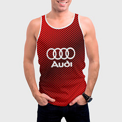 Майка-безрукавка мужская Audi: Red Carbon, цвет: 3D-белый — фото 2