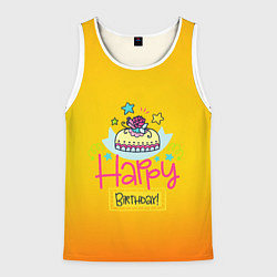 Майка-безрукавка мужская Happy Birthday, цвет: 3D-белый