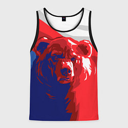 Майка-безрукавка мужская Российский медведь, цвет: 3D-черный