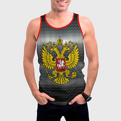 Майка-безрукавка мужская Герб России на металлическом фоне, цвет: 3D-красный — фото 2