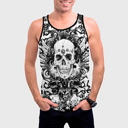 Майка-безрукавка мужская Grunge Skull, цвет: 3D-черный — фото 2