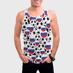 Майка-безрукавка мужская Россия: футбольный фанат, цвет: 3D-белый — фото 2
