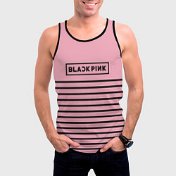 Майка-безрукавка мужская Black Pink: Black Stripes, цвет: 3D-черный — фото 2