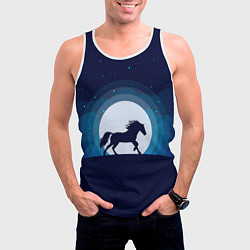 Майка-безрукавка мужская Лошадь под луной, цвет: 3D-белый — фото 2