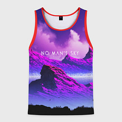 Майка-безрукавка мужская No Man's Sky: Neon Mountains, цвет: 3D-красный