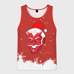 Майка-безрукавка мужская Сатана Санта, цвет: 3D-красный