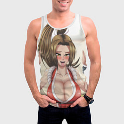 Майка-безрукавка мужская Май Сирануи boobs - sexy ahegao, цвет: 3D-белый — фото 2