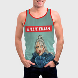 Майка-безрукавка мужская Billie Eilish, цвет: 3D-красный — фото 2