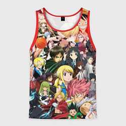 Майка-безрукавка мужская Аниме коллаж, цвет: 3D-красный