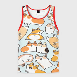 Майка-безрукавка мужская Корги, цвет: 3D-красный