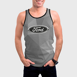 Майка-безрукавка мужская Ford чб, цвет: 3D-черный — фото 2