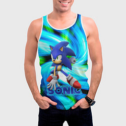 Майка-безрукавка мужская Sonic, цвет: 3D-белый — фото 2