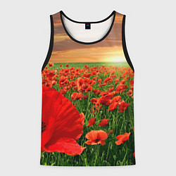 Майка-безрукавка мужская Красный мак на закате, цвет: 3D-черный
