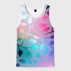 Майка-безрукавка мужская Листья, цвет: 3D-белый