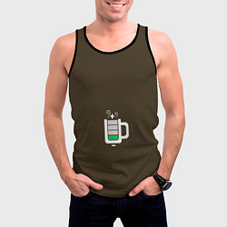 Майка-безрукавка мужская Батарейка заряд чашка кофе, цвет: 3D-черный — фото 2