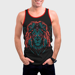 Майка-безрукавка мужская Лев на закате, цвет: 3D-красный — фото 2