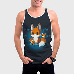 Майка-безрукавка мужская Лисы-геймеры, цвет: 3D-белый — фото 2