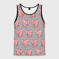 Майка-безрукавка мужская РОЗОВЫЕ СЛОНИКИ ПАТТЕРН, цвет: 3D-черный