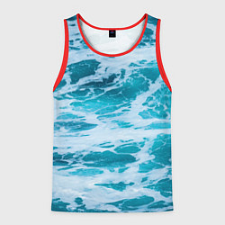 Майка-безрукавка мужская Вода волны пена море, цвет: 3D-красный