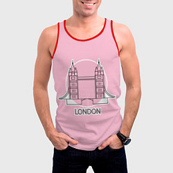 Майка-безрукавка мужская Лондон London Tower bridge, цвет: 3D-красный — фото 2