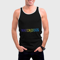 Майка-безрукавка мужская Watch Dogs Text, цвет: 3D-белый — фото 2