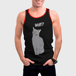 Майка-безрукавка мужская What cat, цвет: 3D-красный — фото 2