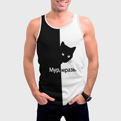 Майка-безрукавка мужская Черный кот, цвет: 3D-белый — фото 2