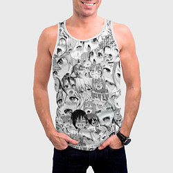Майка-безрукавка мужская Ahegao monochrome, цвет: 3D-белый — фото 2