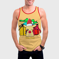 Майка-безрукавка мужская New Year Pikachu, цвет: 3D-красный — фото 2