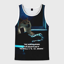 Майка-безрукавка мужская Пёсель засиделся в интернете, цвет: 3D-белый