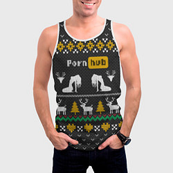 Майка-безрукавка мужская Pornhub свитер с оленями, цвет: 3D-белый — фото 2