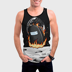 Майка-безрукавка мужская Among Us fire, цвет: 3D-черный — фото 2