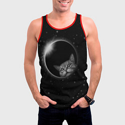 Майка-безрукавка мужская Кот в Космосе, цвет: 3D-красный — фото 2