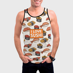 Майка-безрукавка мужская I love sushi Я люблю суши, цвет: 3D-черный — фото 2