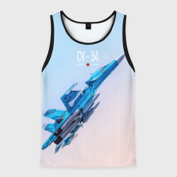 Майка-безрукавка мужская Су-34, цвет: 3D-черный