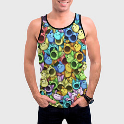 Майка-безрукавка мужская Цветные Поп Котики, цвет: 3D-черный — фото 2