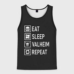Майка-безрукавка мужская EatSleepValheimRepeat, цвет: 3D-черный