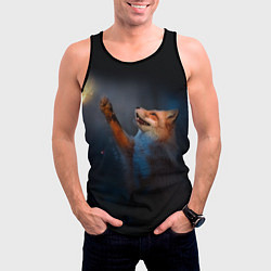 Майка-безрукавка мужская Лиса и огонек, цвет: 3D-черный — фото 2