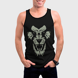 Майка-безрукавка мужская Сердитый лев, цвет: 3D-черный — фото 2