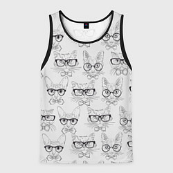 Майка-безрукавка мужская Кошки в очках, цвет: 3D-черный