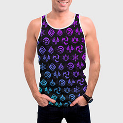 Майка-безрукавка мужская GENSHIN IMPACT NEON, цвет: 3D-белый — фото 2