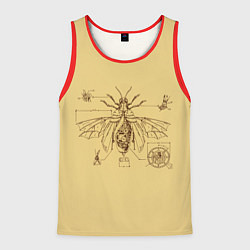 Майка-безрукавка мужская МЕХА ЦИКАДА ЧЕРТЕЖ СТИМПАНК, цвет: 3D-красный
