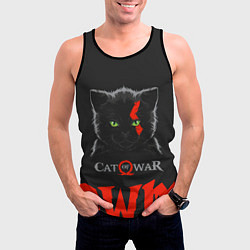 Майка-безрукавка мужская Cat of war, цвет: 3D-черный — фото 2