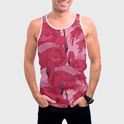 Майка-безрукавка мужская Розовые фламинго, цвет: 3D-белый — фото 2